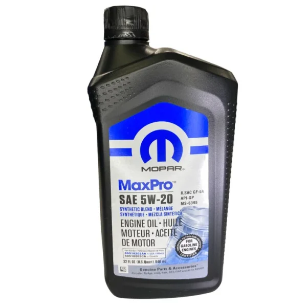 Aceite MaxPro 5W20 Mopar. Aceite de motor.